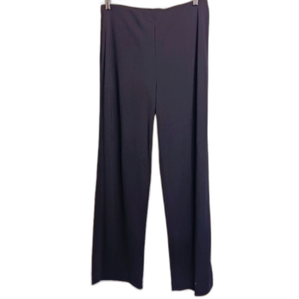 Liz Claiborne Dress Pants Straight Leg Black Pull-on Smooth Flat Waist Women's M